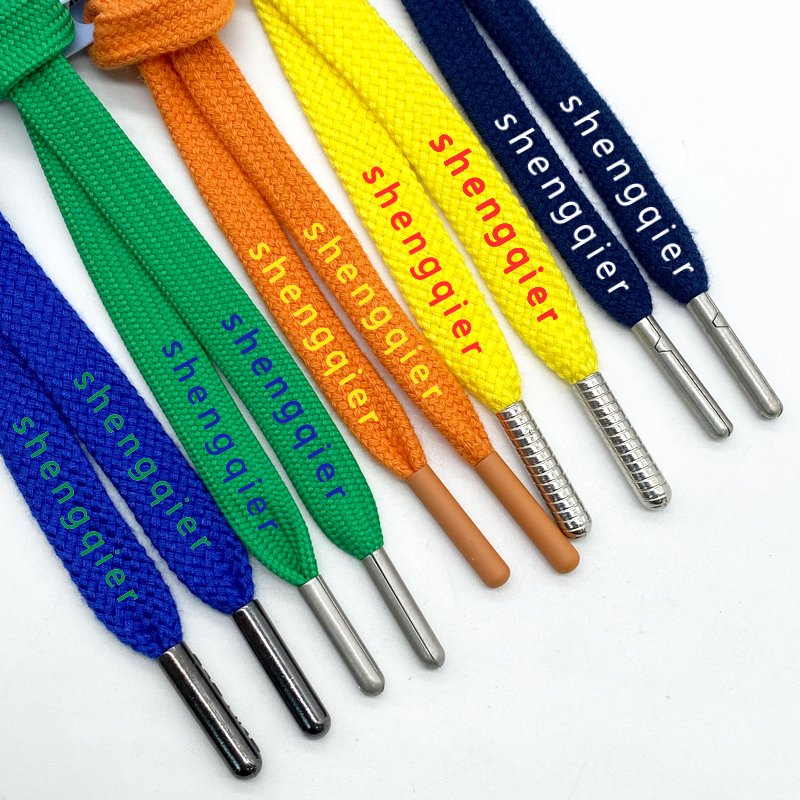 Custom logo Printing Hoodie Drawstring Cord White cotton polyester rope tipped hoodie Rope Drawcord for hoodie with Metal Tip