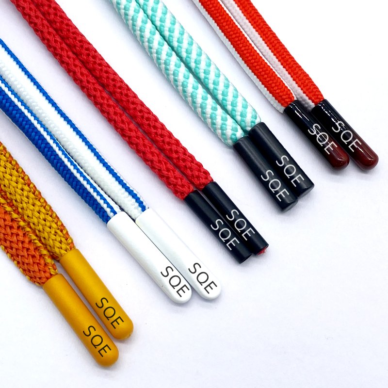 Custom logo Printing Hoodie Drawstring Cord White cotton polyester rope tipped hoodie Rope Drawcord for hoodie with Metal Tip