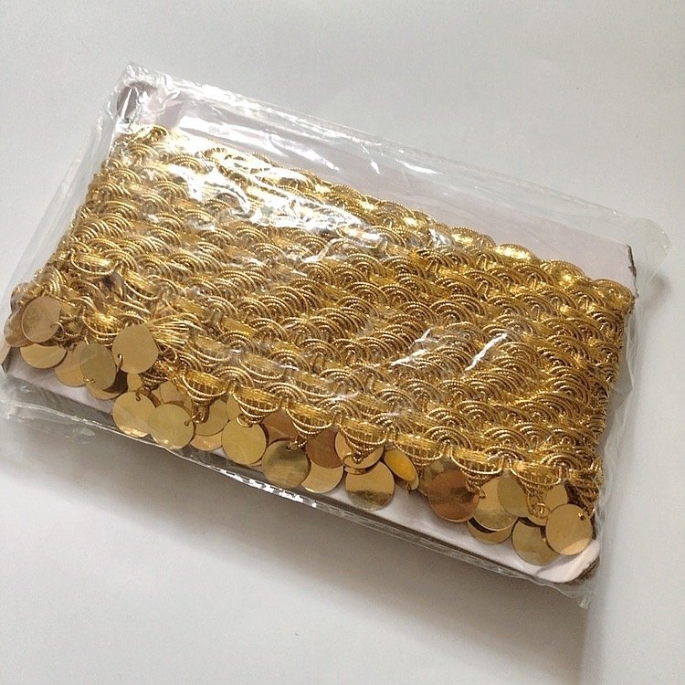 3cm laser sequin golden tassel lace trim dance clothing accessories LT2421B