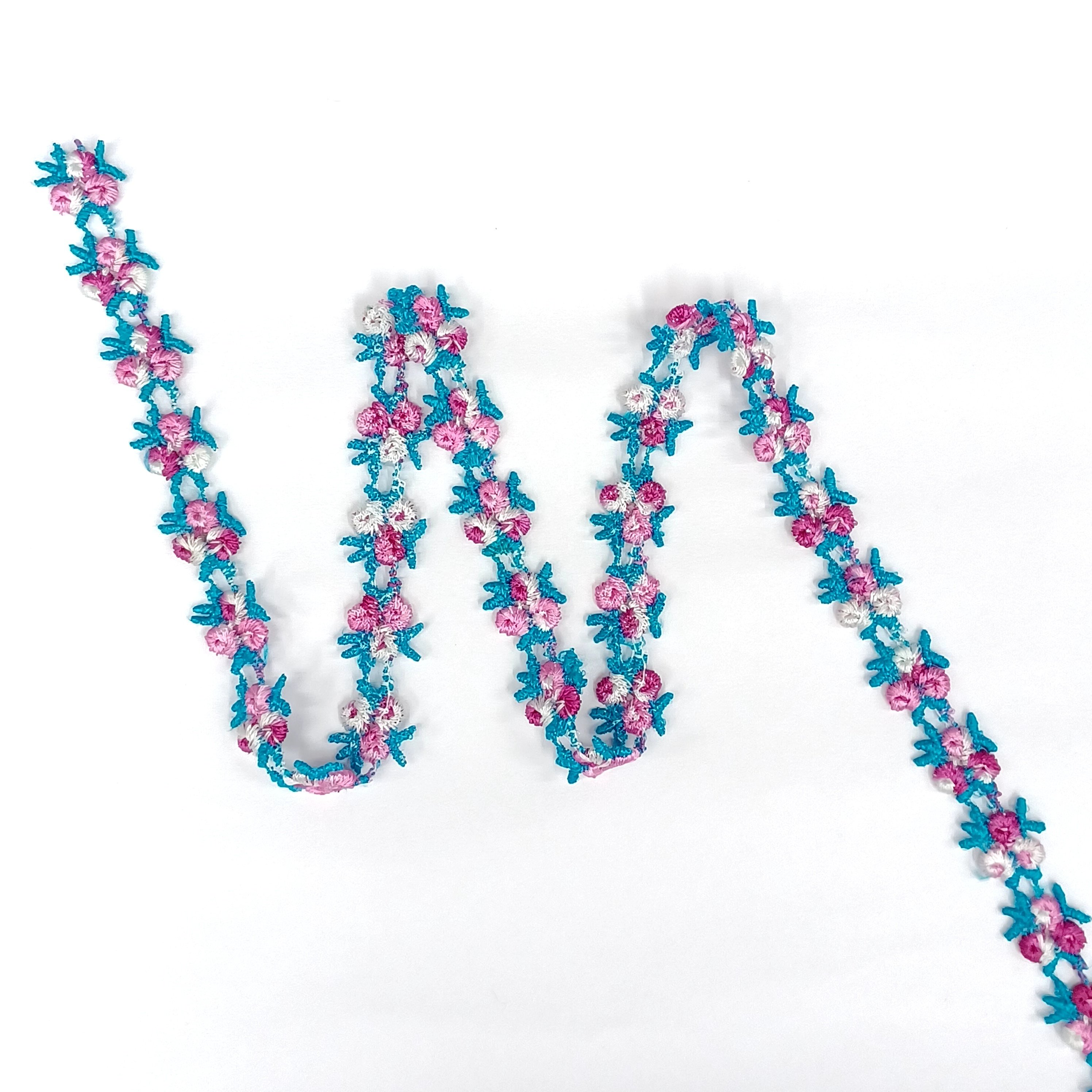 Flower design 15 mm multi color lace trim border