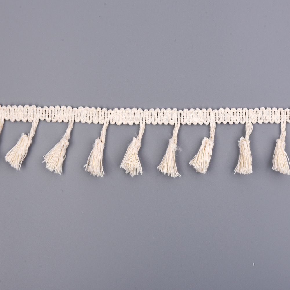 new design fringe ribbon polyester cotton crochet tassel fringe trim for curtain decoration
