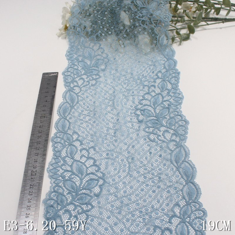 New design 90% nylon 10% Spandex Breathable lace Fabric stretch 19cm width bra soft lace trim for women