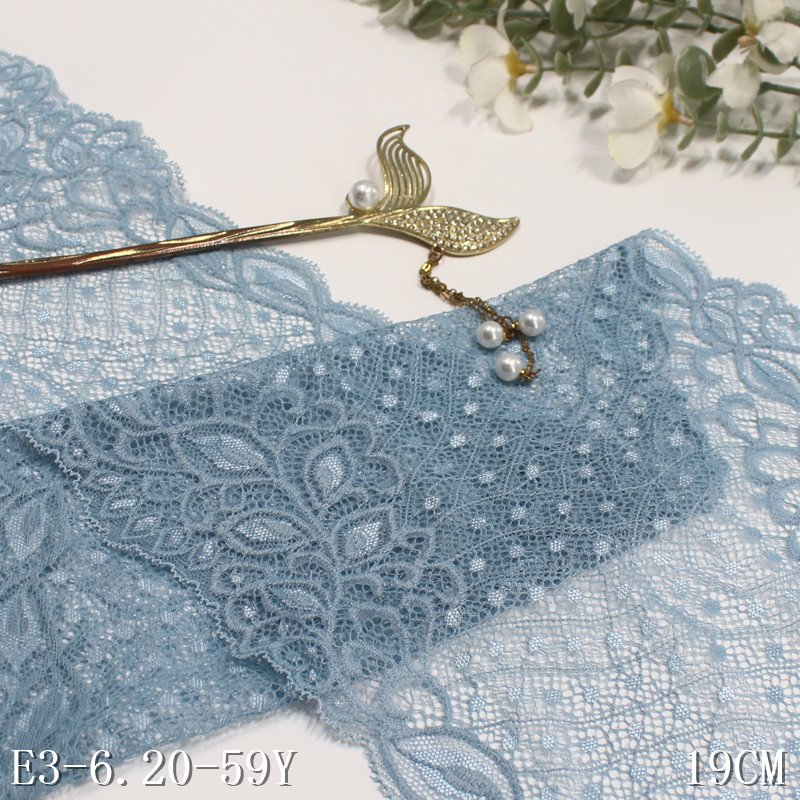 New design 90% nylon 10% Spandex Breathable lace Fabric stretch 19cm width bra soft lace trim for women
