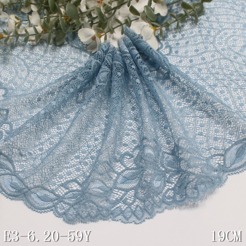 New design 90% nylon 10% Spandex Breathable lace Fabric stretch 19cm width bra soft lace trim for women