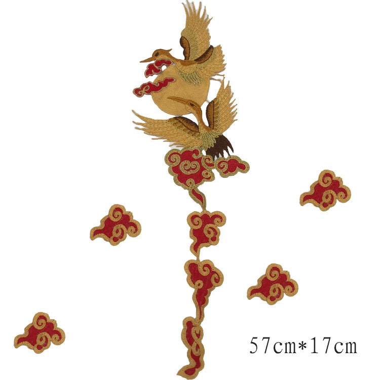 Chinese folk style phoenix Extra large patch Ironing Custom Bird Patch Embroidery For Appliques Trimmings