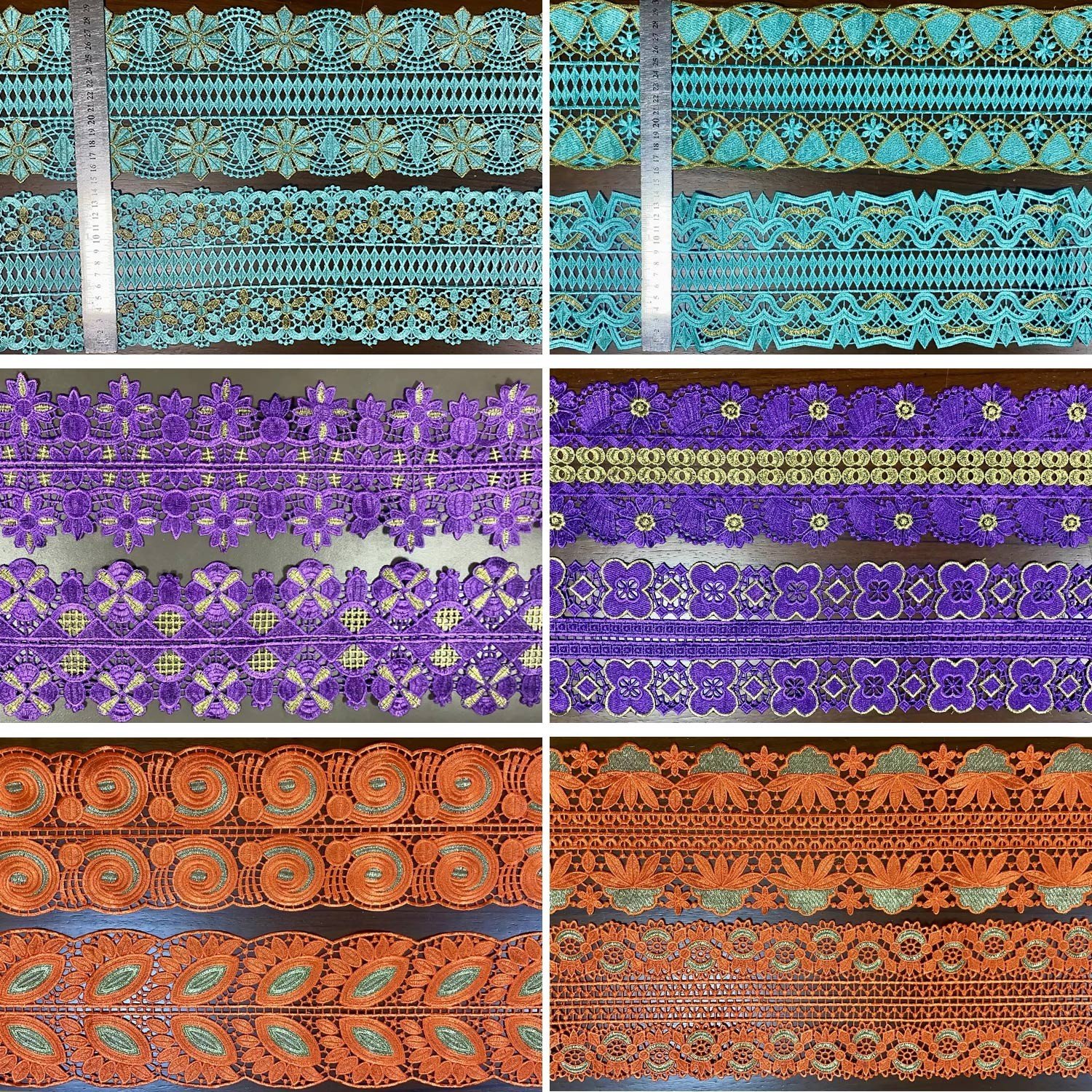 Two Face Stone Lace Trim Border Chemical Embroidery Lace