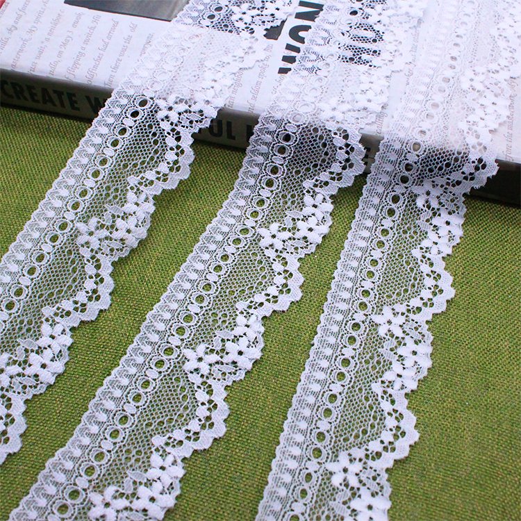 Elegant 5cm Wide Wavy Edge Tulle Netting Lace Trim Light Thread Design Sustainable Frenth Elastic Lace for Dresses
