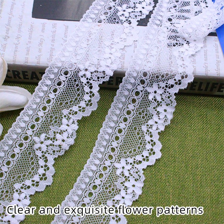 Elegant 5cm Wide Wavy Edge Tulle Netting Lace Trim Light Thread Design Sustainable Frenth Elastic Lace for Dresses