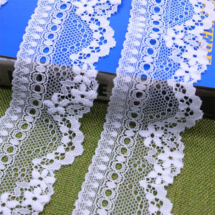 Elegant 5cm Wide Wavy Edge Tulle Netting Lace Trim Light Thread Design Sustainable Frenth Elastic Lace for Dresses