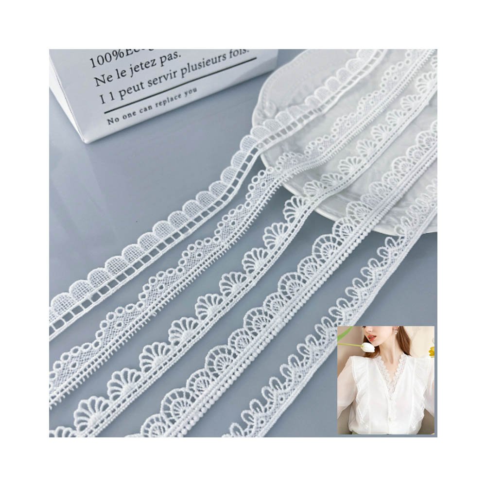 Factory Supply Embroidery Milk Silk Lace Trim Fabric Ribbon Handmade Diy Clothing Accessories Sewing Fabric Trimmings