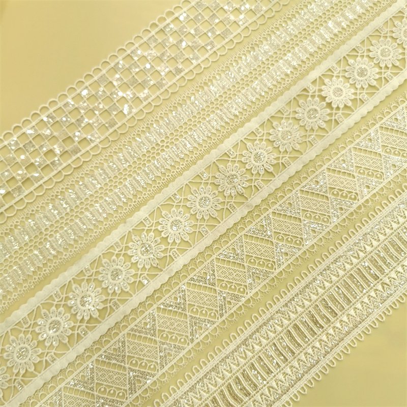 custom designer Decorative Water soluble lace classic guipure lace trim wired ribbon for dress