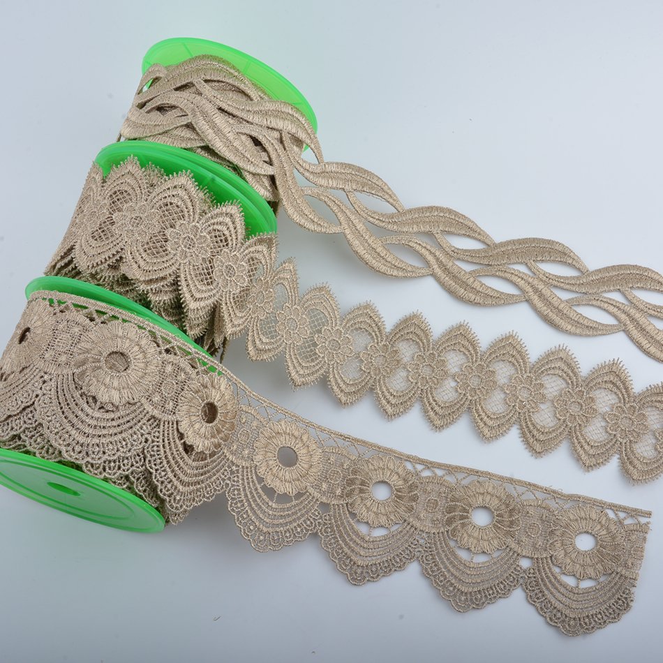 Factory direct 100%Polyester colors Trimming lace black+gold Embroidery border lace trim garment