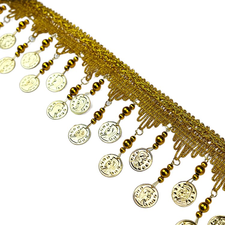 10 Yards Coin Shape Tassel Trim Fringe Lace Dance Dress Belt Chain DIY Clothing Ribbon Coin Trimming