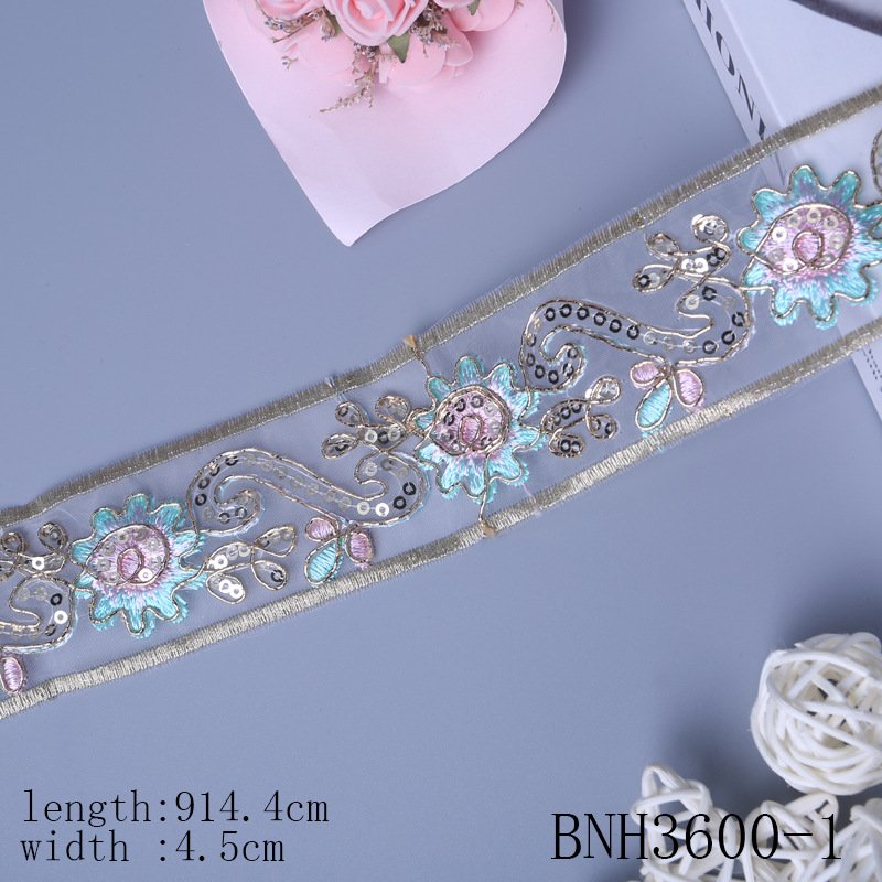 1 Yard Vintage Ethnic Flower Embroidery Ribbon Lace Trim Fabric Sewing Diy Clothes Accessories