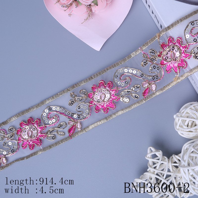 1 Yard Vintage Ethnic Flower Embroidery Ribbon Lace Trim Fabric Sewing Diy Clothes Accessories