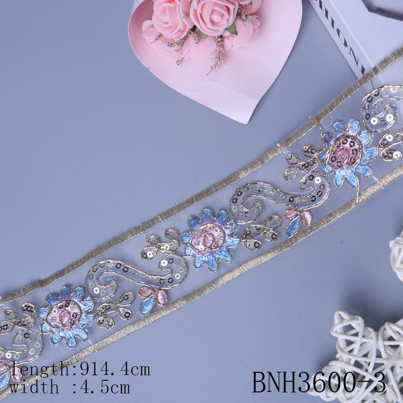 1 Yard Vintage Ethnic Flower Embroidery Ribbon Lace Trim Fabric Sewing Diy Clothes Accessories