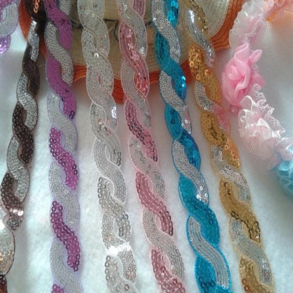 Cheap 8 Shape Flowers Sequin Ribbon of Decorative Trim