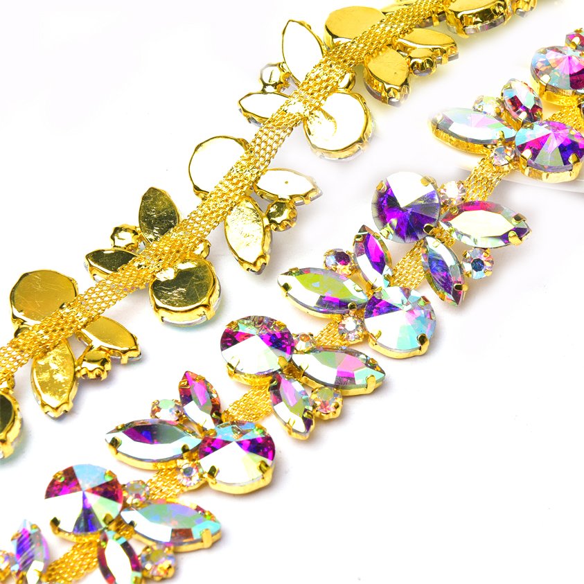 2025 New Horse Eye Rabbit Head Rhinestone Trim Crystal Flower Chain Glass Collar Decoration DIY Crystal Decorations Shoes Bags