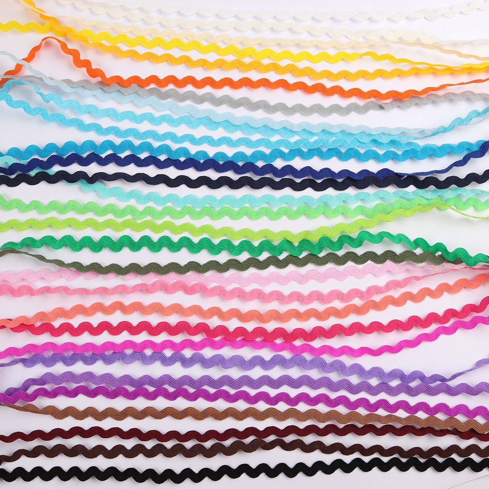 Wave Bending Fringe Trim Curved Ribbon Rick Rack Trims Sewing Lace Ribbons Colorful Braid Woven Edge Tape for Clothes DIY