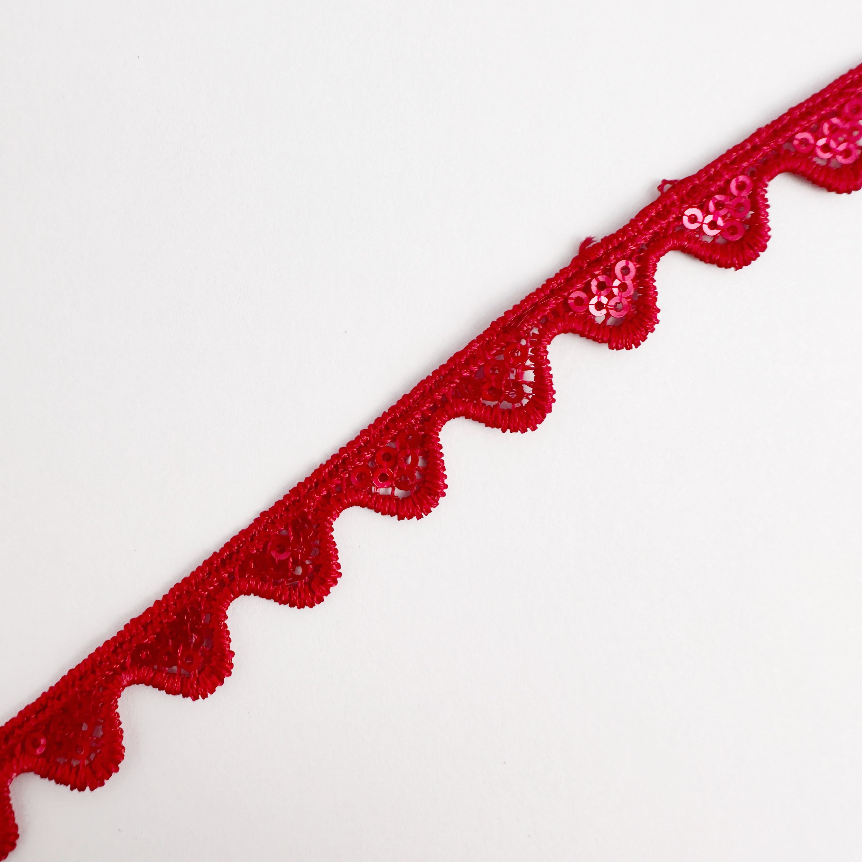 Wholesale High Quality Red Embroidery Sequin Decorate Bridal Lace Fabric Trim