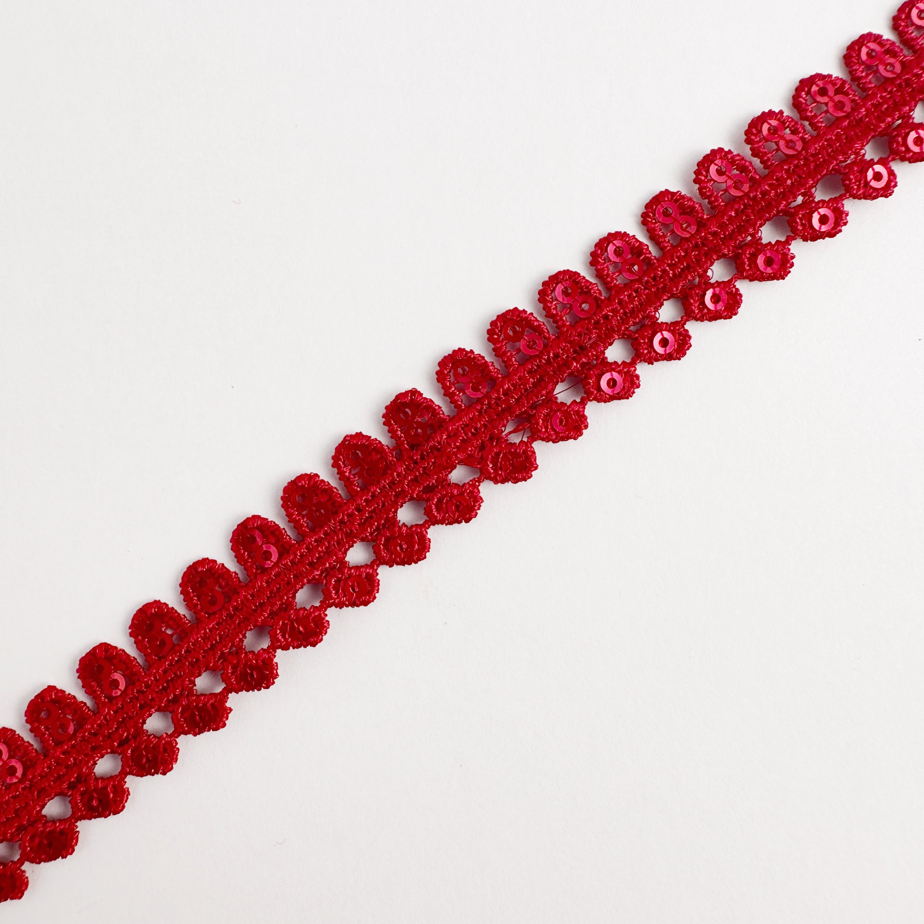 Wholesale High Quality Red Embroidery Sequin Decorate Bridal Lace Fabric Trim