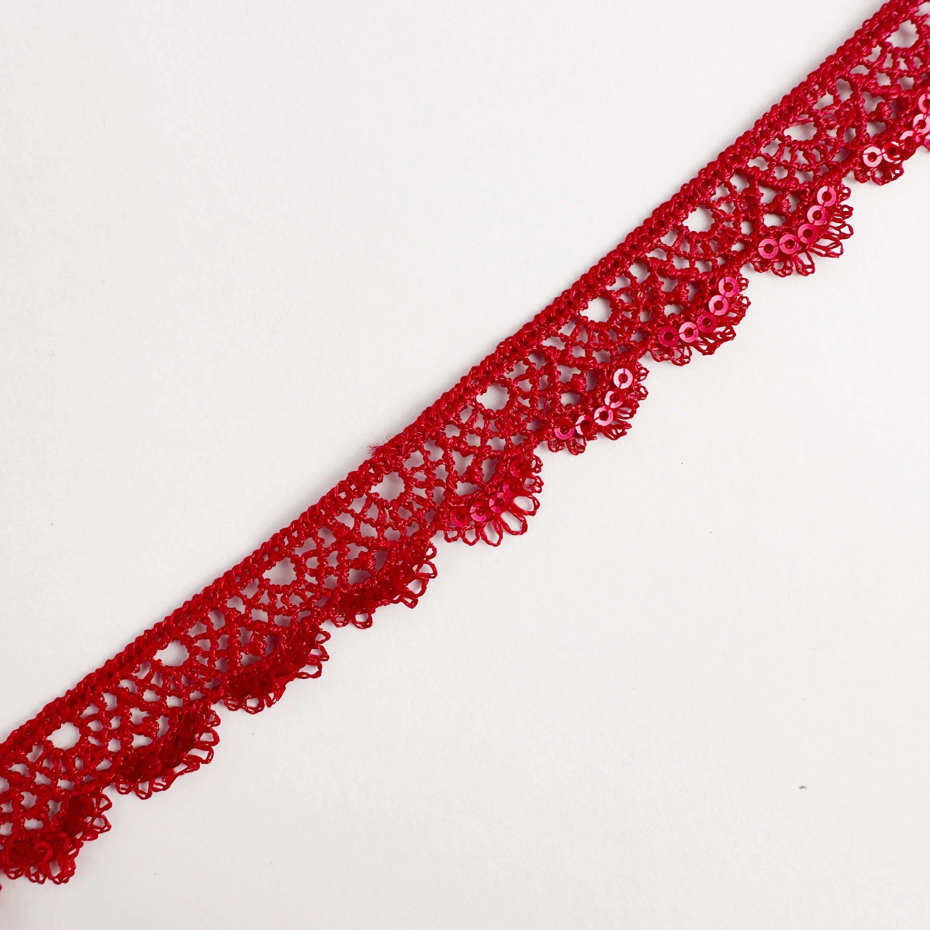 Wholesale High Quality Red Embroidery Sequin Decorate Bridal Lace Fabric Trim