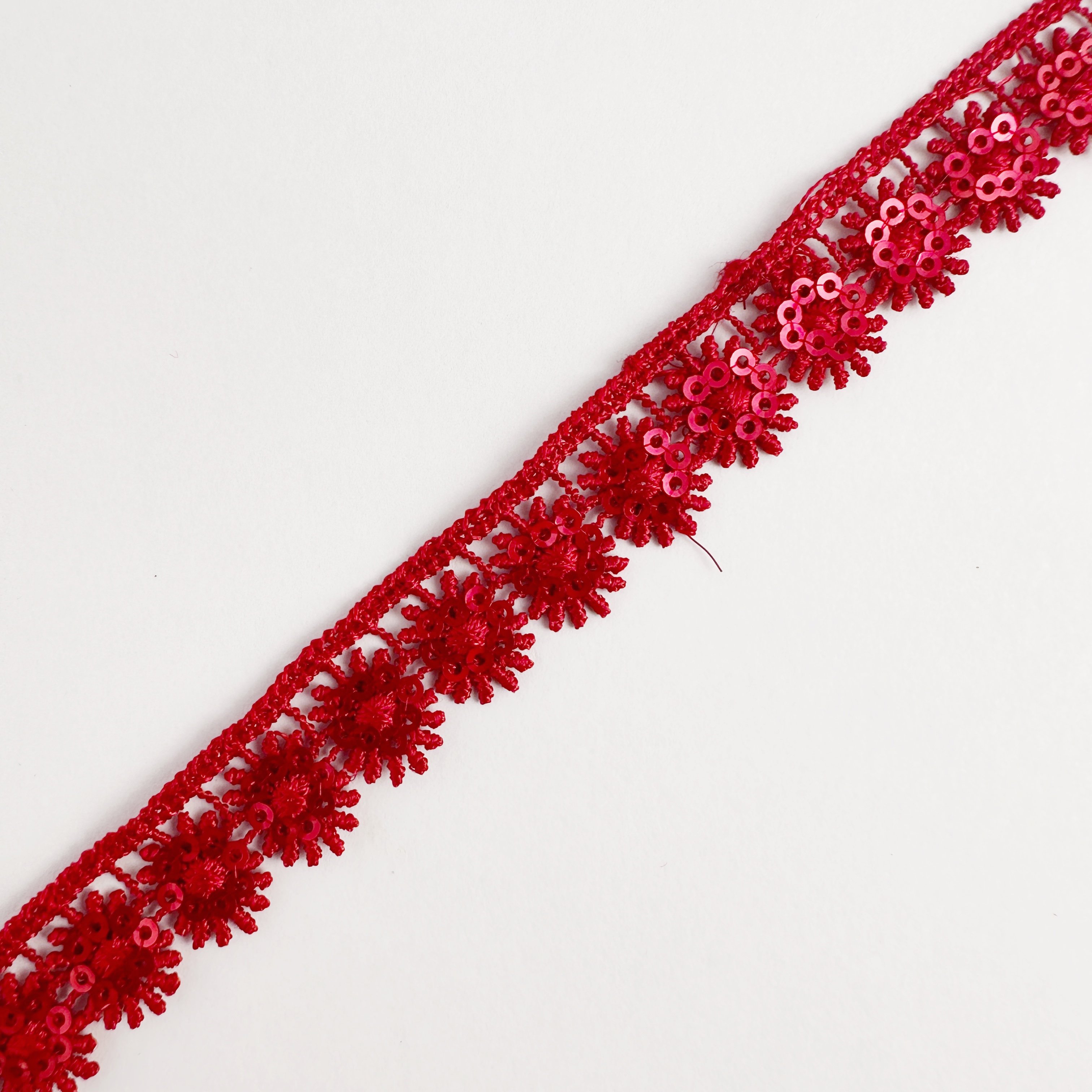 Wholesale High Quality Red Embroidery Sequin Decorate Bridal Lace Fabric Trim