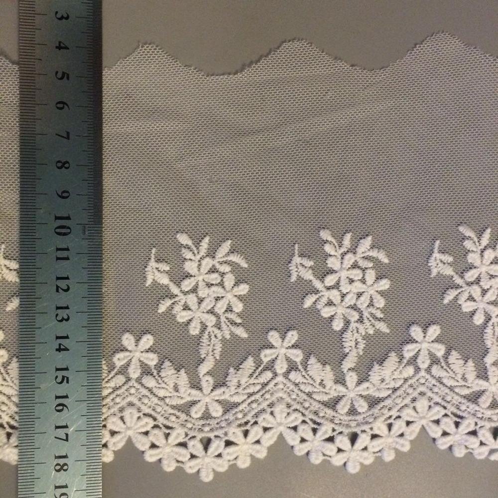 13cm color white black navy lace tulle voile lace trim embroidered in leaf patterns on nylon mesh TLE0173