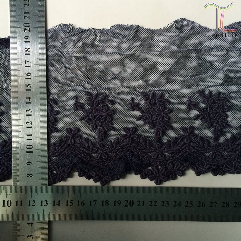 13cm color white black navy lace tulle voile lace trim embroidered in leaf patterns on nylon mesh TLE0173