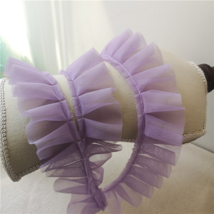 Hot Sell 5CM Colorful Ruffle Lace Trim Mesh Lace Fabrics for Girls Dress Hemline French Lace