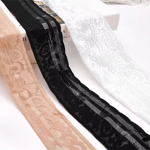 Factory Custom High Quality Non Slip Silicone Elastic Knitted Lace Edge Sustainable Custom Color Lace