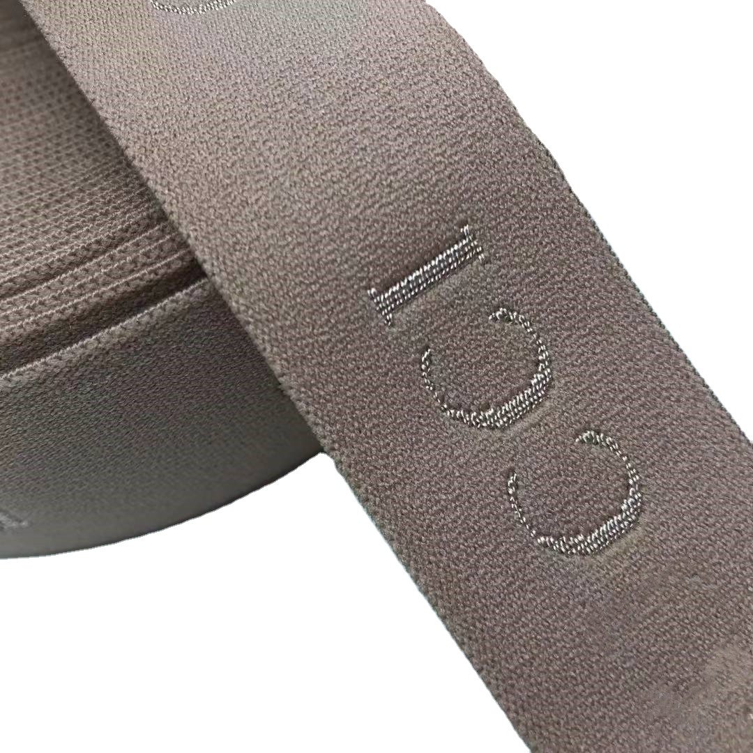 Custom logo Nylon/Polyester Woven Knitted Jacquard Ribbon bias tape Soft Elastic Band webbing trims For Underwear