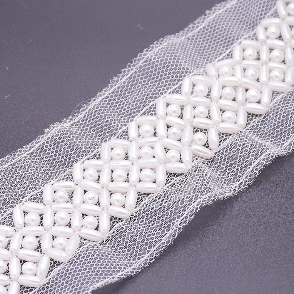 Fashionable Evening Dress Decoration Hand Sewing Lace Trim White Pearl Lace Trim For Dress