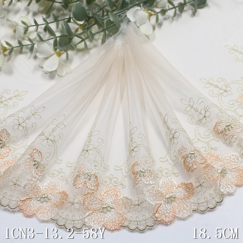 Factory Wholesale Clothing lingerie Accessories China Lace Fabric 18cm light blue mesh fancy flower Embroidery Lace Trim