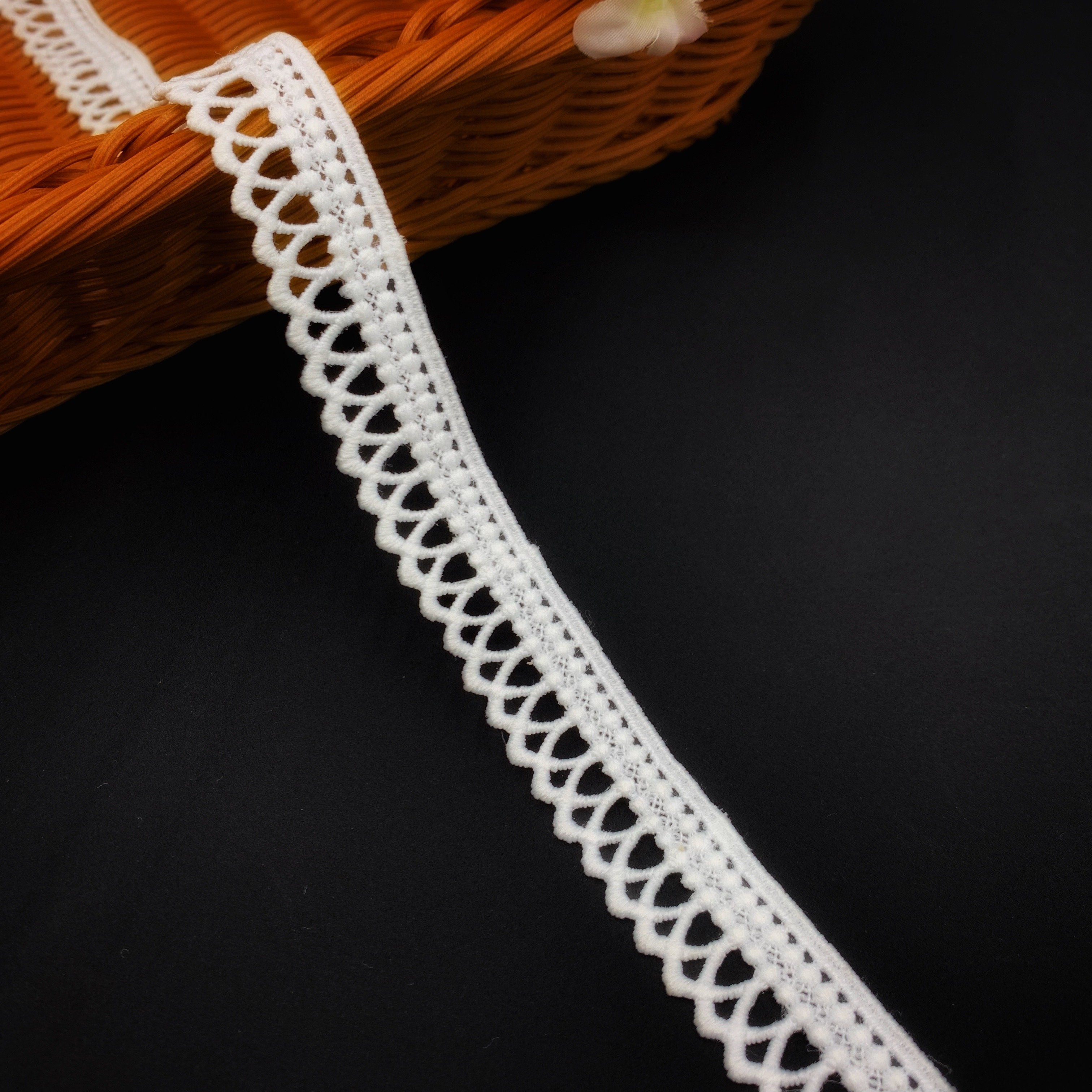 Luxury High Quality Polyester Lace Fabric White Fancy Dentelle Wholesale Milk Silk Embroidery Lace Trim