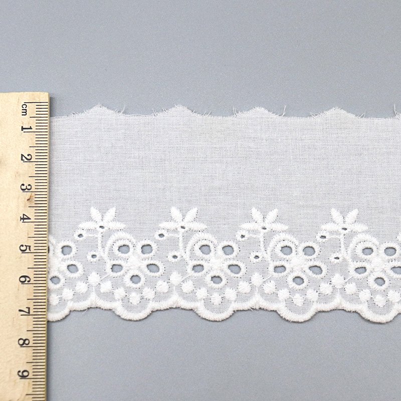 high quality luxury eyelet lace trim 100% cotton wedding dress lace trim for garment