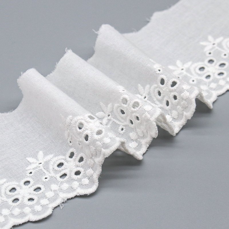 high quality luxury eyelet lace trim 100% cotton wedding dress lace trim for garment