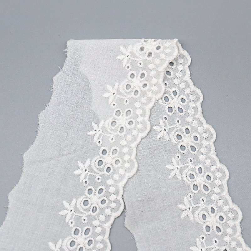 high quality luxury eyelet lace trim 100% cotton wedding dress lace trim for garment