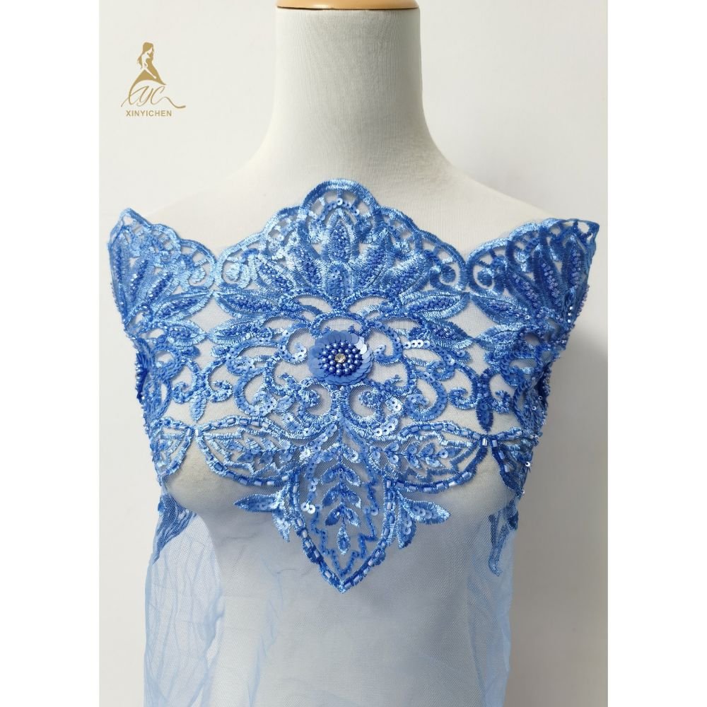 high quality diamond dry sequin beads embroidery lace trimming for women wedding dress for party