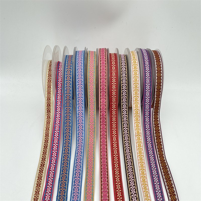 Custom Jacquard flower trims narrow apparel polyester trimming webbing Ethnic Style Polyester Ethnic Style Polyester
