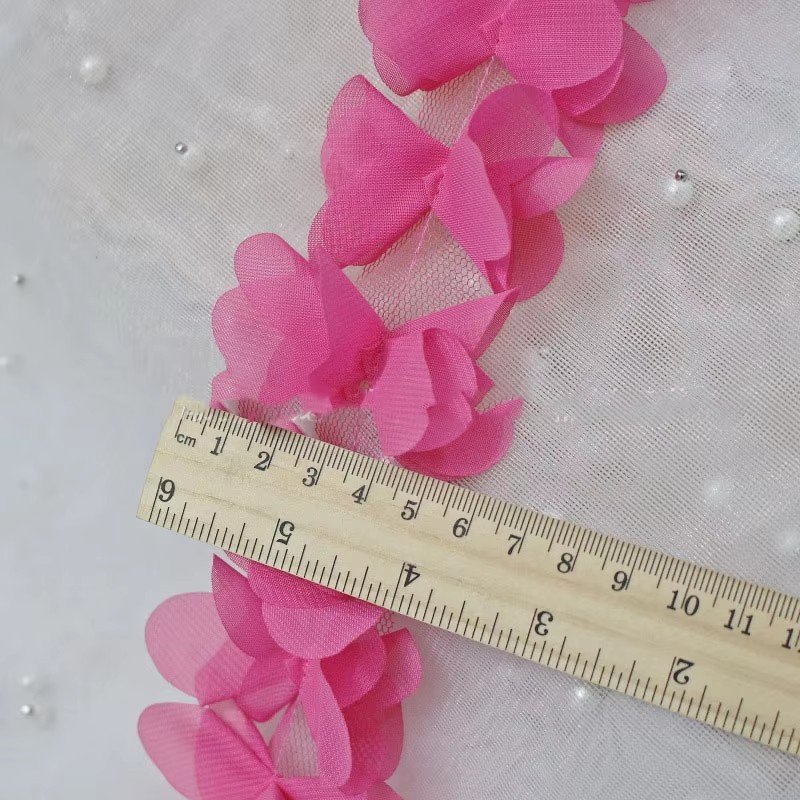 wholesale colorful 6cm Chiffon Flowers DIY Lace Ribbon Garment Decoration Lace Trim Sewing Accessories XF02 28 flowers per yard