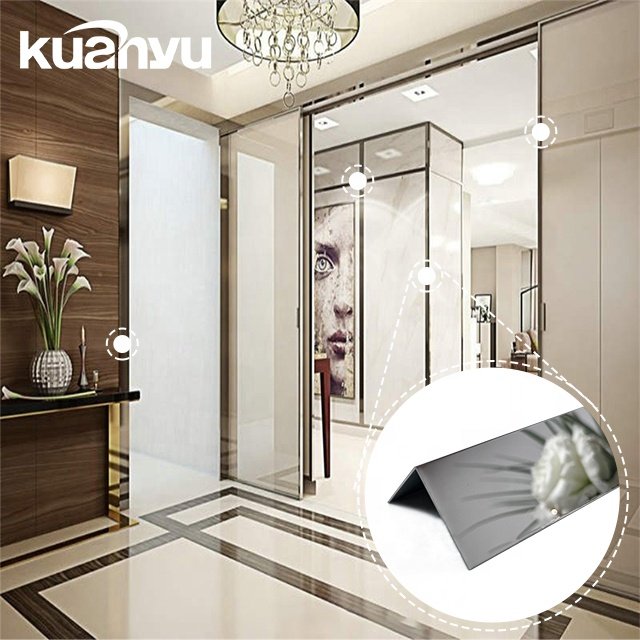 Kuanyu 304 Decorative Metal L Trim Strip Stainless Steel Trim Ceramic Tile Trim Profile