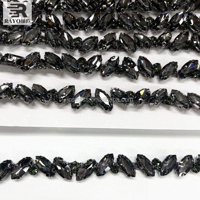 Glass Material Mental Base Rhinestone Trimming Point Back Style Sew-On Loose Cup Chain Rhinestone For Garment Bags Shoes Hats