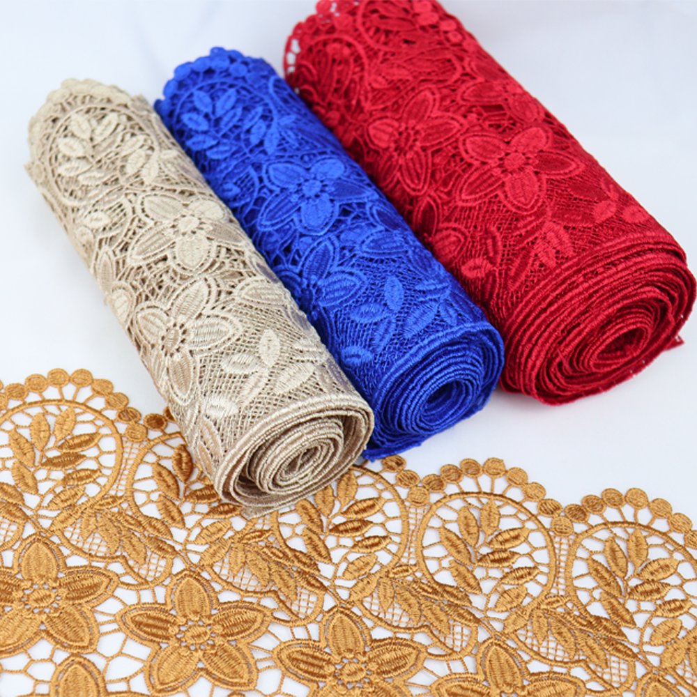 In stock chemical lace trim lace trim polyester guipure embroidery lace for garments and home textiles
