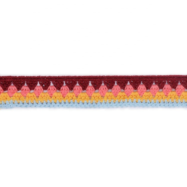 Custom comfortable touch multicolor polyester Sewing Crochet lace trimmings for Children's Clothing Home Textile Bags DIY Crafts