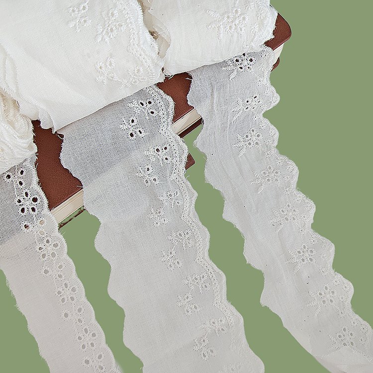 Factory wholesale embroidery lace fabric 100% cotton for DIY clothing decoration fabrics
