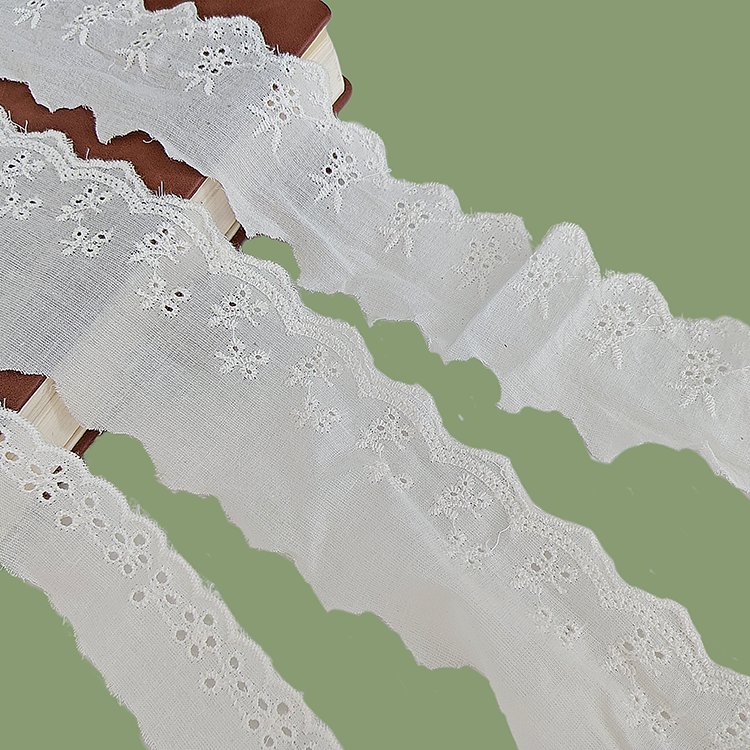Factory wholesale embroidery lace fabric 100% cotton for DIY clothing decoration fabrics