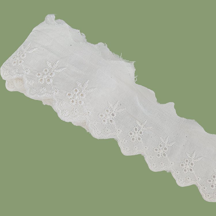 Factory wholesale embroidery lace fabric 100% cotton for DIY clothing decoration fabrics