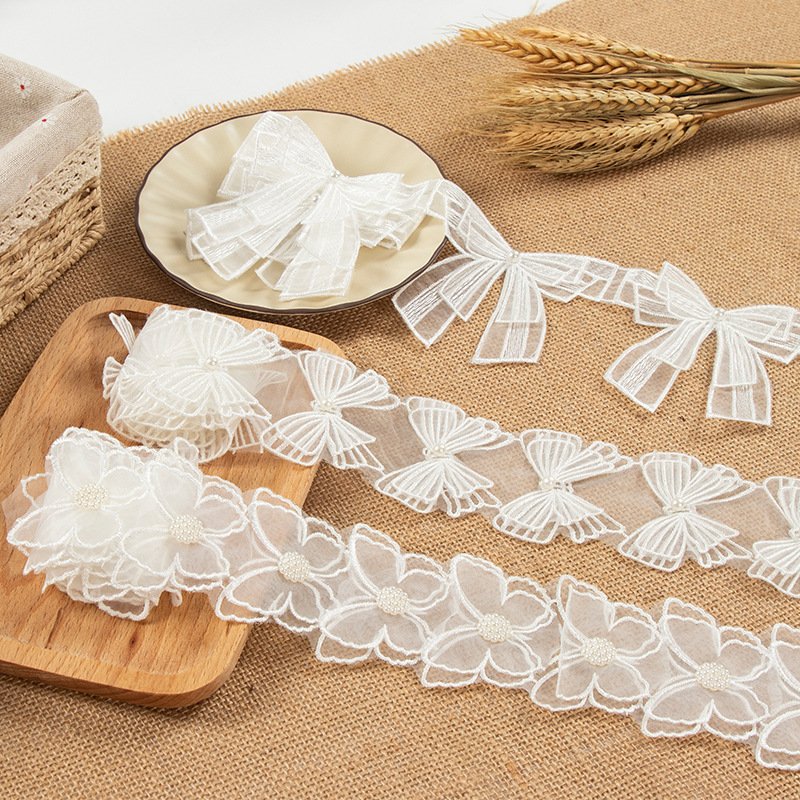 Diy Sewing Supplies Flowers 3d Butterfly Flowers Lace Trimming Wholesale Decoration Applique Wedding