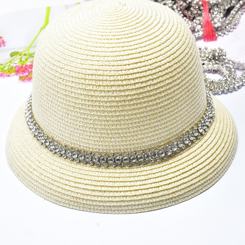 3 Rows Round Glass Rhinestone Cup Chain Metal Crystal Flower Embellishment Sew on Applique Strass Trim for Garment Wedding Dress